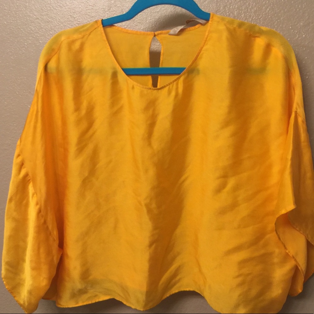 Canary yellow Zara loose fit crop blouse